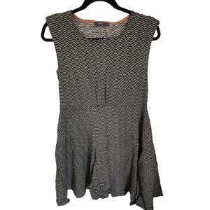 THML Womens Sleeveless Chevron Mini A-Line Dress Black Sz Large‎ Back Cutout